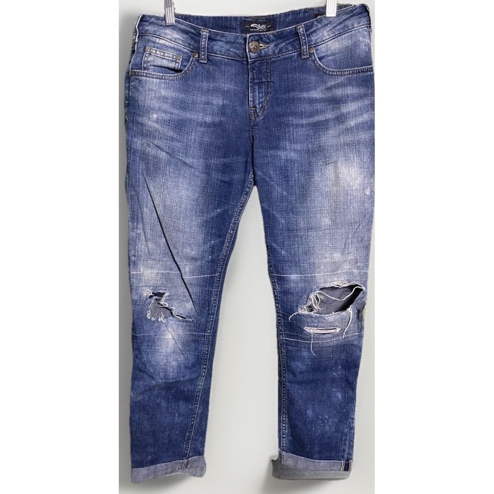 Silver Jeans Co Girlfriend Distressed Splatter Jeans W30 L27‎ L27109SOD288